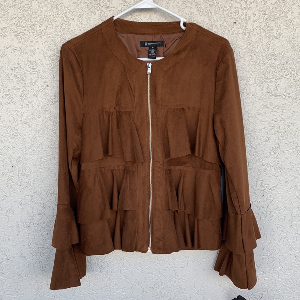 INC ruffle suede jacket